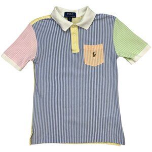 Polo Ralph Lauren Boys Striped Oxford Polo Shirt S Harbor Island Blue Multi